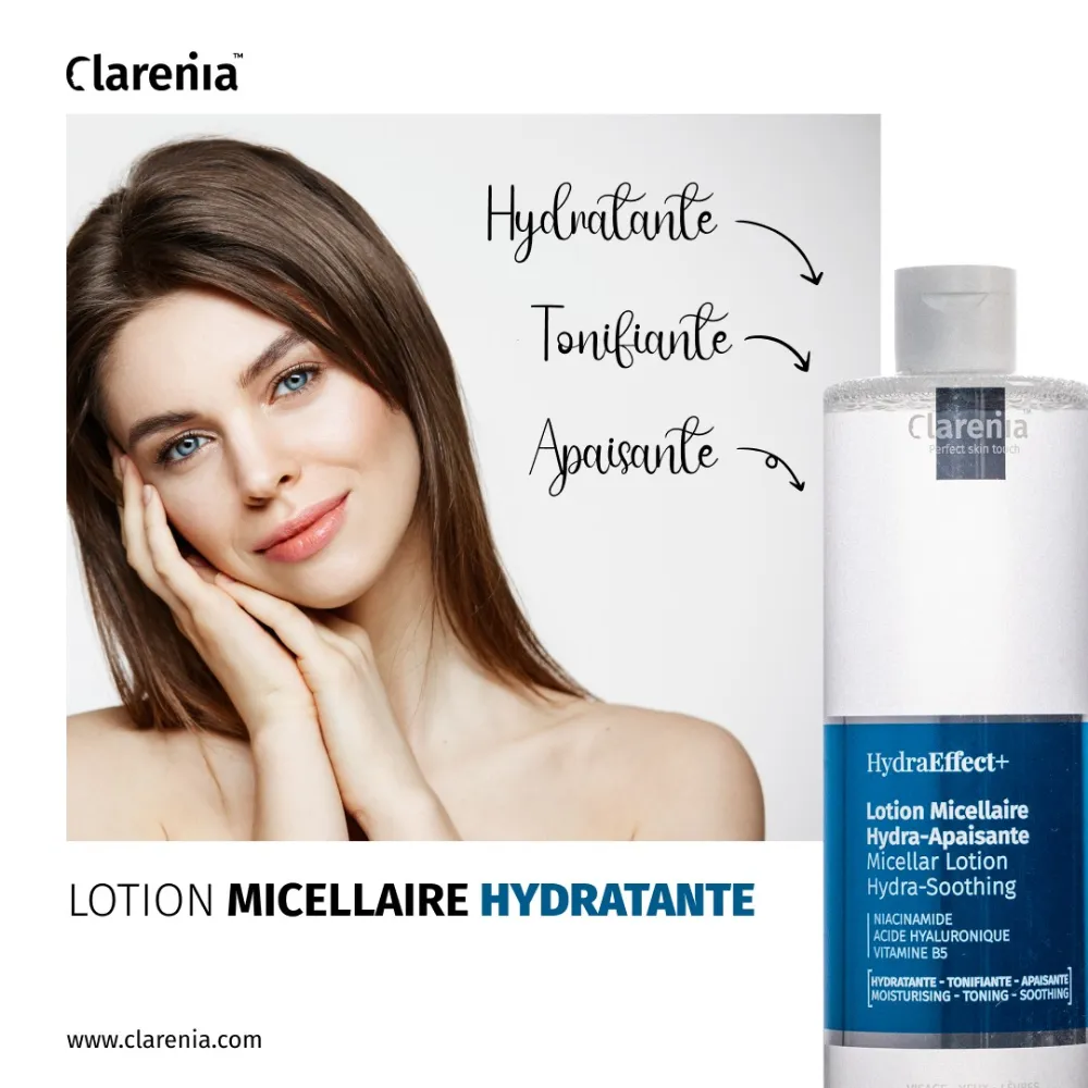 CLARENIA HYDRAEFFECT+ LOTION MICELLAIRE HYDRA APAISANTE 500ML - 2